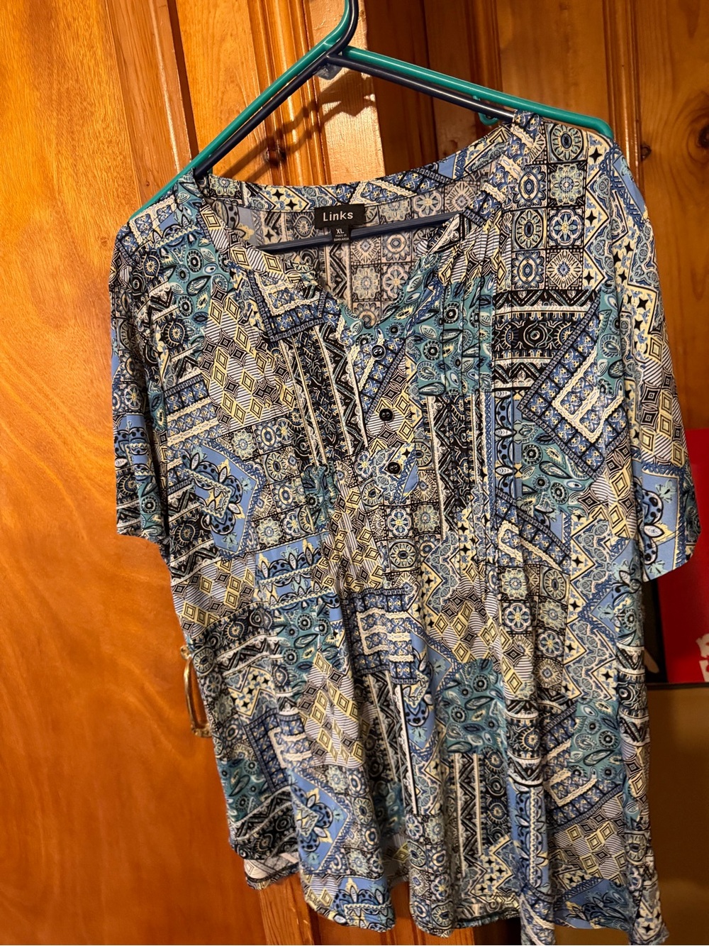 Links Blue and Teal Paisley-Print Short Sleeve Tunic
